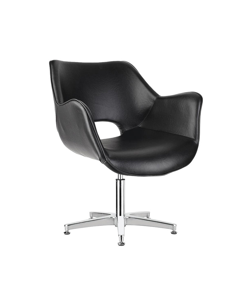 Chloe Black - Czarne krzesło do poczekalni - Chromowana podstawa gwiazdowa